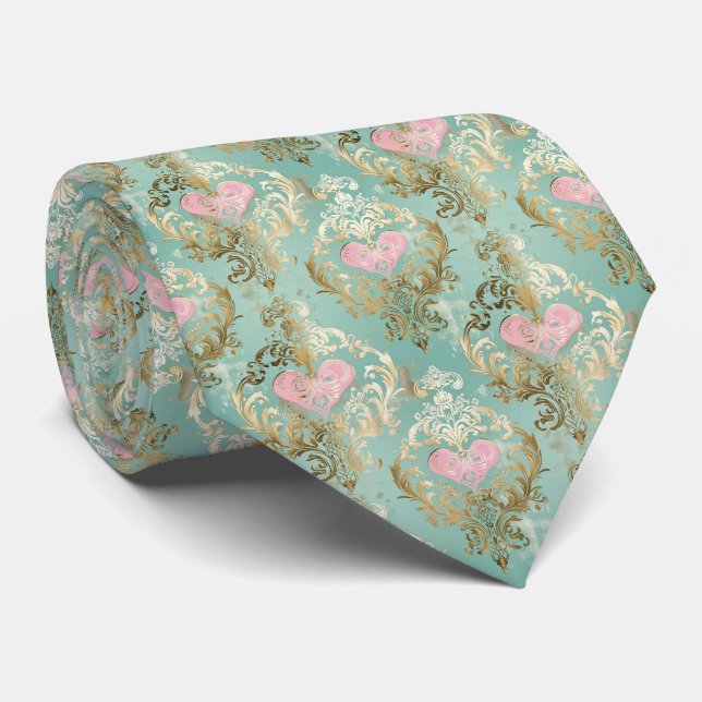 Elegante Krawatte in Rosa und Türkis (Gerollt)