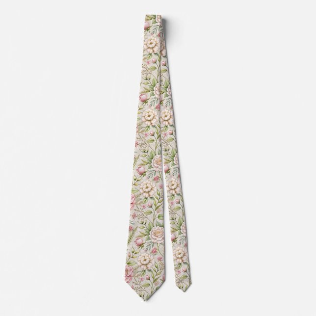 Elegante Krawatte mit Blumenmuster im klassischen  (Vorderseite)