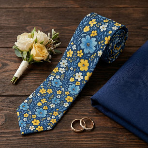 Elegante Krawatte mit mediterranem Blumenmuster