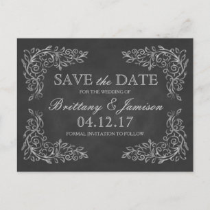 Elegante Kreidetafel-Hochzeit-Save-the-Date-Karte  Ankündigungspostkarte
