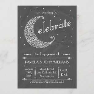 Elegante Kreidetafel-Mond-Feier Einladung