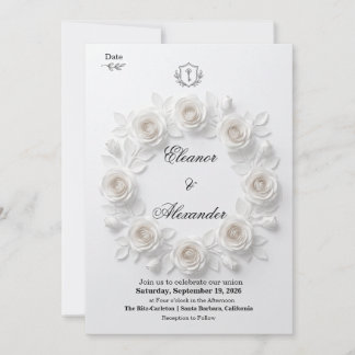 Elegante Kreisförmige Weiße Florale Save-the-Date- Einladung