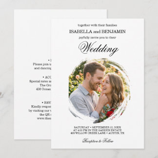 Elegante Kreisfoto-Hochzeitskarten  Einladung