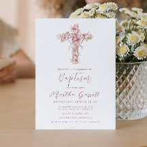 Elegante Kreuz- und Rosati-Blume Taufe für Mädchen