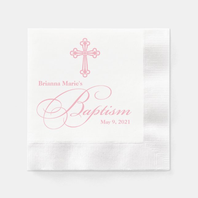 Elegante Kreuztaufe Personalisiert Napkin Serviette (Vorderseite)