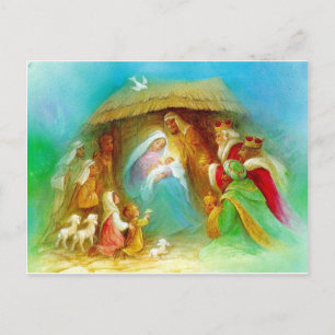 Elegante Krippe, Mary Jesus Joseph Postkarte