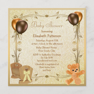 Elegante Krippen-u. Teddy-Vintage Baby-Dusche lädt Einladung