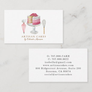 Elegante Kuchen Bäckerei Wasserfarben Torte Visitenkarte
