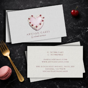 Elegante Kuchenbäckerei Vintage-Herzkuchen Visitenkarte