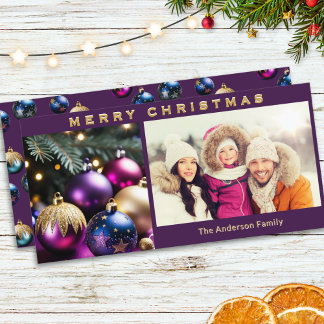 Elegante Kugel Ornamente Familienfoto Weihnachten
