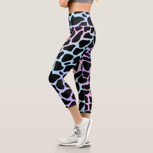 Elegante Kuh Print Multicolor High Waisted Capris