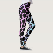 Elegante Kuh Print Multicolor-Leggings