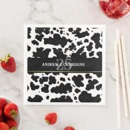 Elegante Kuh Spots Print Bauer Hochzeit Jahrestag Serviette