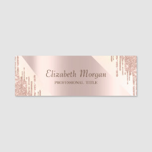 Elegante kühle Roségold-Glittertropfen Namensschild