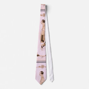 Elegante Kunst-Deko-Frau im Rosa Krawatte