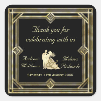 Elegante Kunst, Dichtung und Gastgeschenk Hochzeit Quadratischer Aufkleber