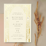 Elegante Kunst, Dichtung und Musik Folieneinladung<br><div class="desc">Eine schöne und formelle Hochzeitseinladung mit Goldfolienelementen und Monogramm-Initialen. Ideal für eine klassische Hochzeit mit einer modernen Deko-Drehung. Die Details der Goldfolie schaffen eine Blüte von Blume und Blattwerk mit einem Vintagen Stil.</div>