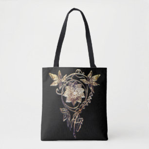 Elegante Kunst nouveau GoldBlumen-Juwelschwarzes