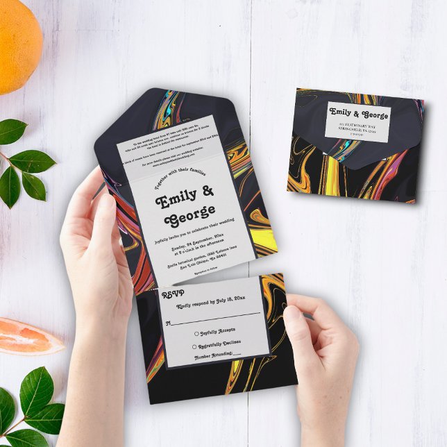 Elegante Künstlerische Abstrakt Moderne Minimal Ch All In One Einladung (Von Creator hochgeladen)