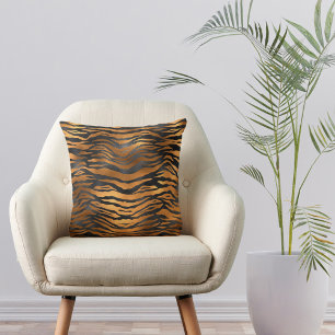 Elegante Kupfer Black Tiger Animal Print Kissen