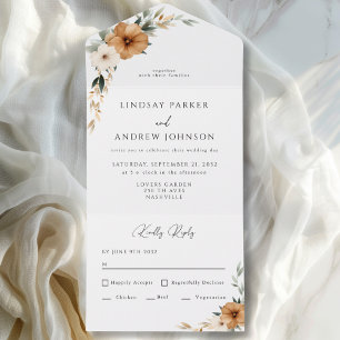 Elegante Kupfer- & Erdige Botanische Hochzeit All In One Einladung