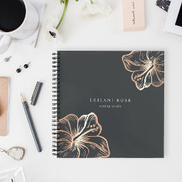 Elegante Kupfer-Hibiskus-Blume Notizbuch