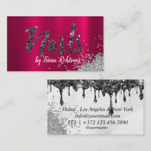 Elegante Kupfer Rosa Gold Glitter Tropfen Nägel Ge Visitenkarte