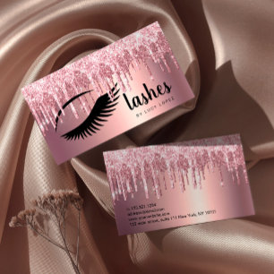 Elegante Kupfer-Rose Gold Glitzer Tropfen Lashes Visitenkarte