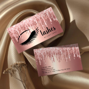 Elegante Kupfer-Rose Gold Glitzer Tropfen Lashes Visitenkarte