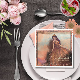 Elegante Kupfer-Rose Quinceañera Napkin Serviette