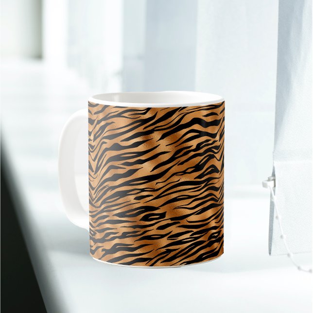 Elegante Kupfer Tiger Animal Print Kaffeetasse (Von Creator hochgeladen)