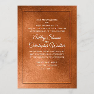 Elegante Kupfer- und Creme-Hochzeitseinladung #3 Einladung