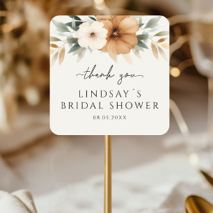 Elegante Kupfer- und erdige Beige-Brautparty Quadratischer Aufkleber