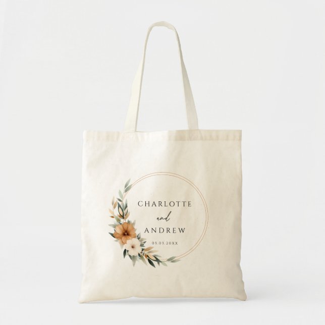 Elegante Kupfer- und erdige botanische Hochzeit  Tragetasche (Vorne)