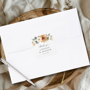 Elegante Kupfer- und erdige weiße Hochzeit Quadratischer Aufkleber