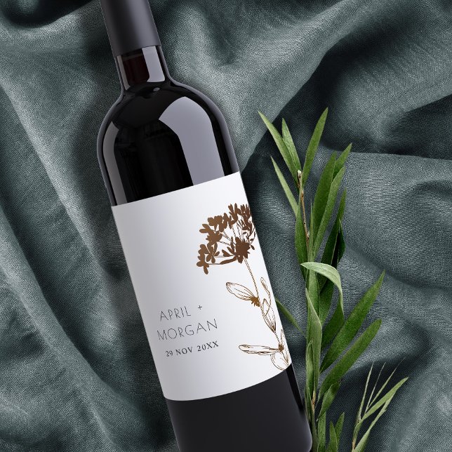 ELEGANTE KUPFERFOLIE HYDRANGEA FLORAL WEDD WEINETIKETT (Von Creator hochgeladen)