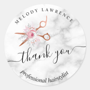 Elegante Kupferschere aus Rose Runder Aufkleber