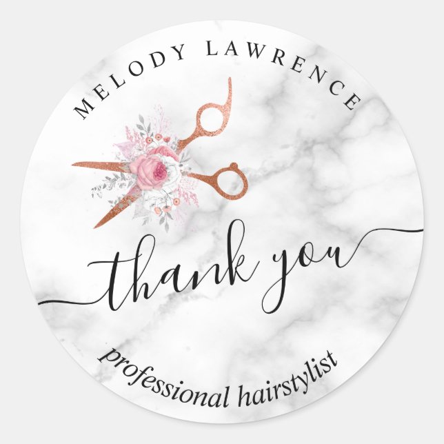 Elegante Kupferschere aus Rose Runder Aufkleber (Vorderseite)