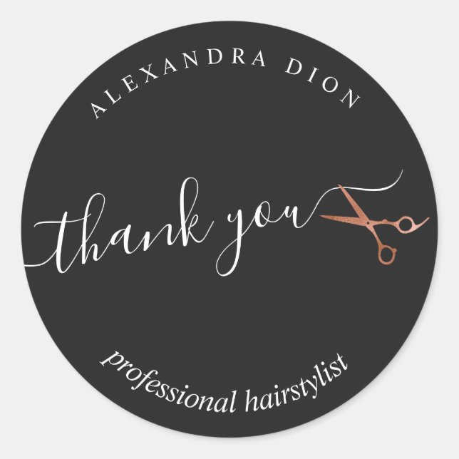 Elegante Kupferschere aus Rose Runder Aufkleber (Vorderseite)