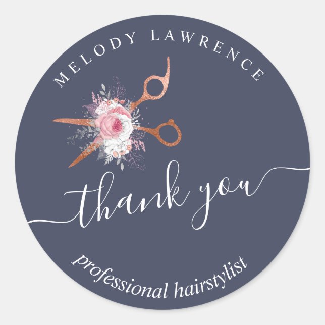 Elegante Kupferschere aus Rose Runder Aufkleber (Vorderseite)