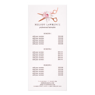 Elegante Kupferschere aus Rose Werbekarte