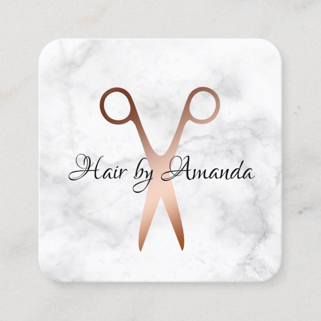 Elegante Kupferschere-Rose Quadratische Visitenkarte (Vorderseite)