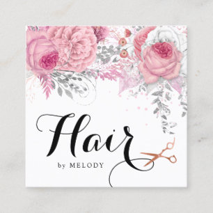 Elegante Kupferschere-Rose Quadratische Visitenkarte