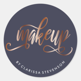 Elegante Kupferschminke-Rose Gold & Marineblau Runder Aufkleber