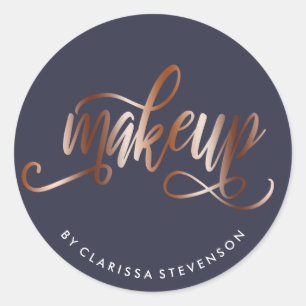 Elegante Kupferschminke-Rose Gold & Marineblau Runder Aufkleber