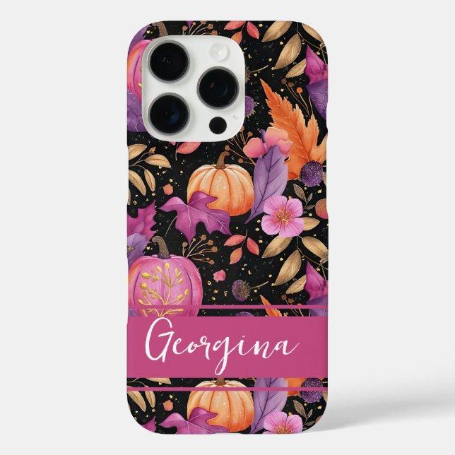 Elegante Kürbis und Blume fallen Muster Case-Mate iPhone Hülle (Rückseite)