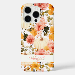 Elegante Kürbis und Blume fallen Muster iPhone 16 Pro Hülle