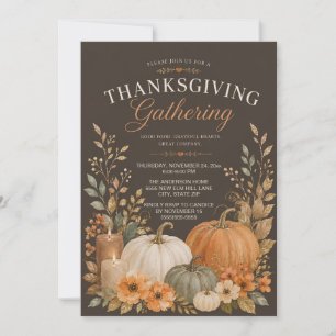 Elegante Kürbisse Botanisches Braun Gold Thanksgiv