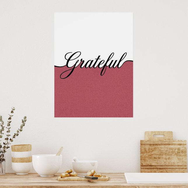 Elegante kursive dankbare minimalistische Wandkuns Poster (Küche)