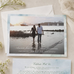 Elegante Küsten-Foto-Watercolor-Save-the-Date-Hoch Save The Date